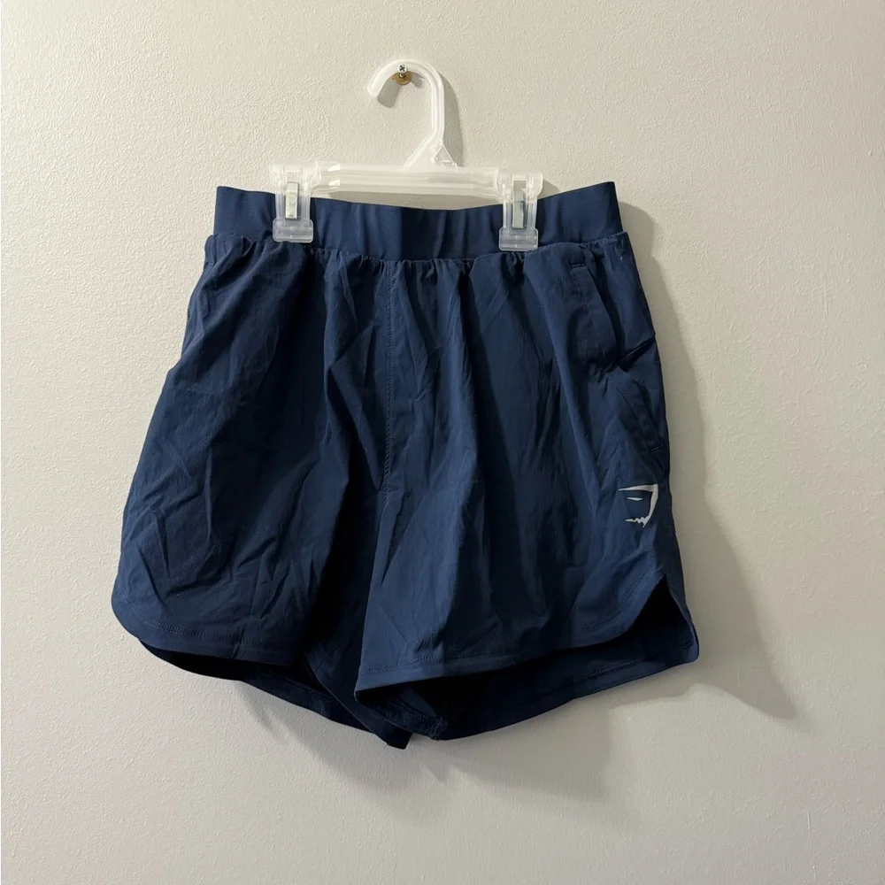 Gymshark Navy Blue shorts XS zip pocket drawstring NEW‎